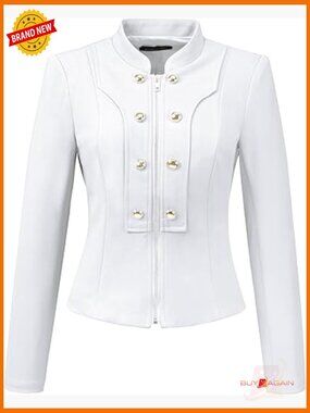 Vintage Steampunk Crop Blazer Jacket Zip Up Gold Button
